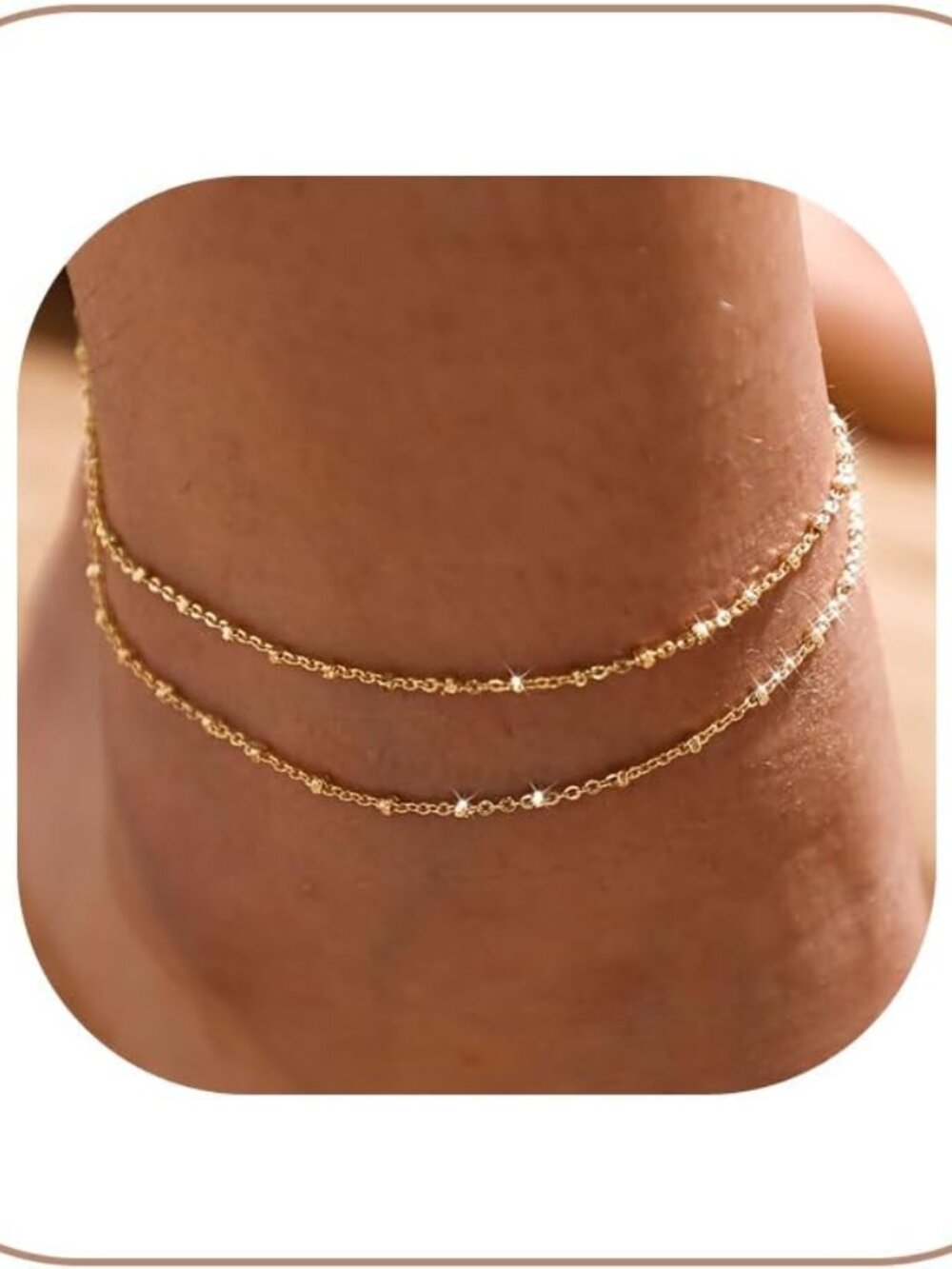 Gold/Silver Ankle Bracelets for Women,14K Gold Anklets for Women Waterproof Cuba